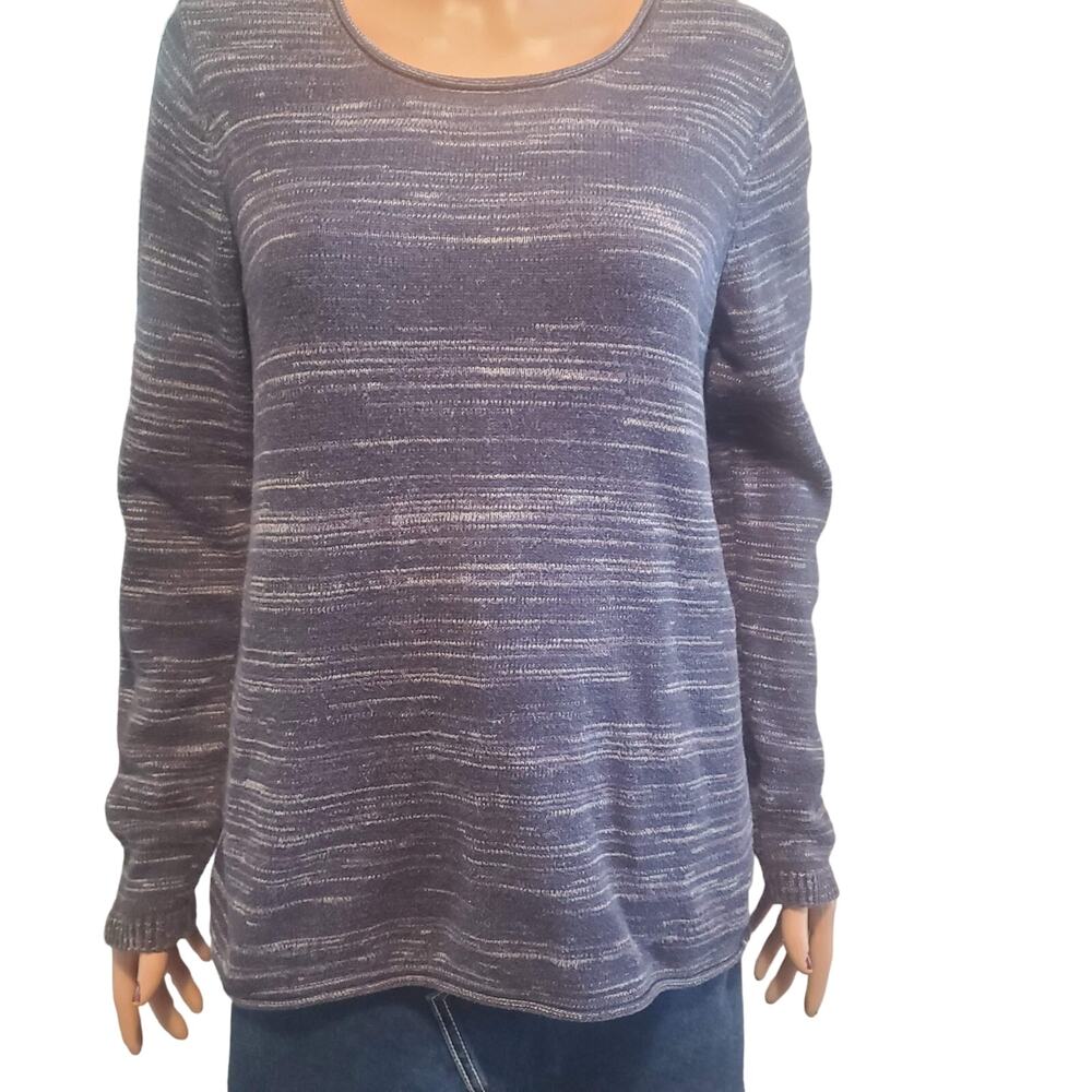 Eddie Bauer Size LT Large Tall Women's Heathered Blue Pullover Sweater Cotton